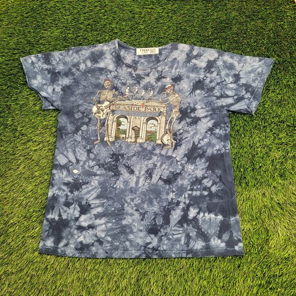 Skelton Skull Rocker Shirt Womens Large 21x26 Blue - Picture 1 of 13